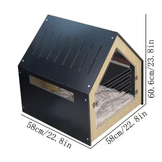 Modern Indoor Cat House with Acrylic Door and Mattress