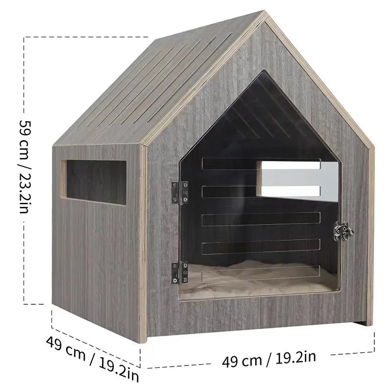 Modern Indoor Cat House with Acrylic Door and Mattress