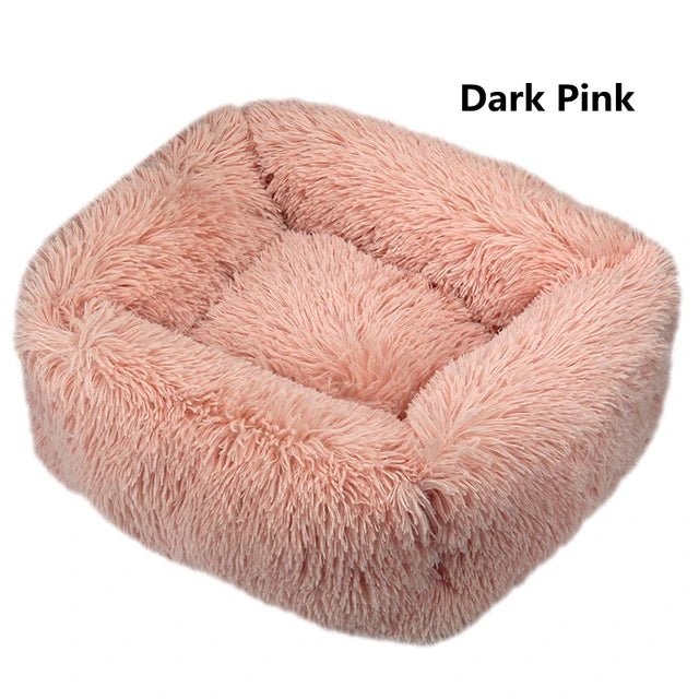 Multi-Color Plush Square Bed for Cats and Small Dogs