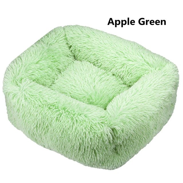 Multi-Color Plush Square Bed for Cats and Small Dogs
