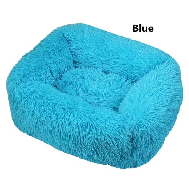 Multi-Color Plush Square Bed for Cats and Small Dogs