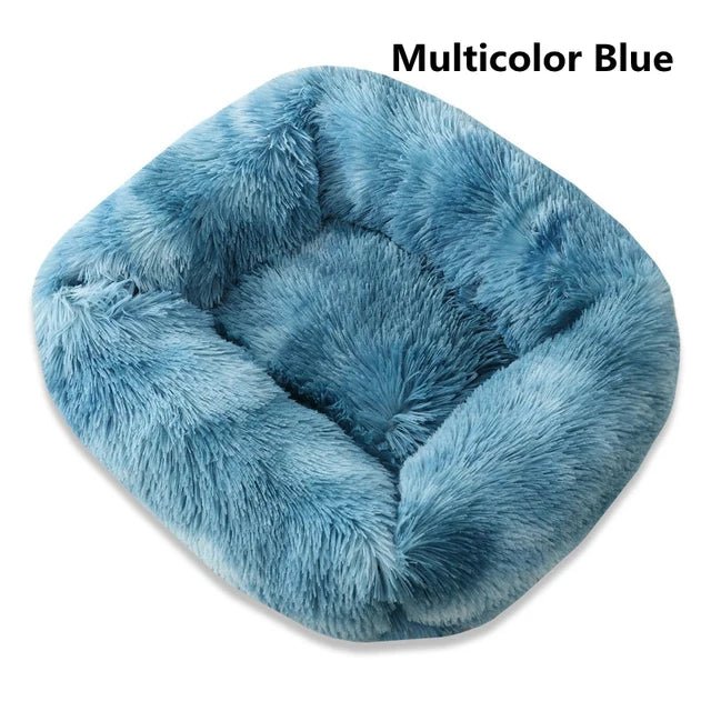 Multi-Color Plush Square Bed for Cats and Small Dogs