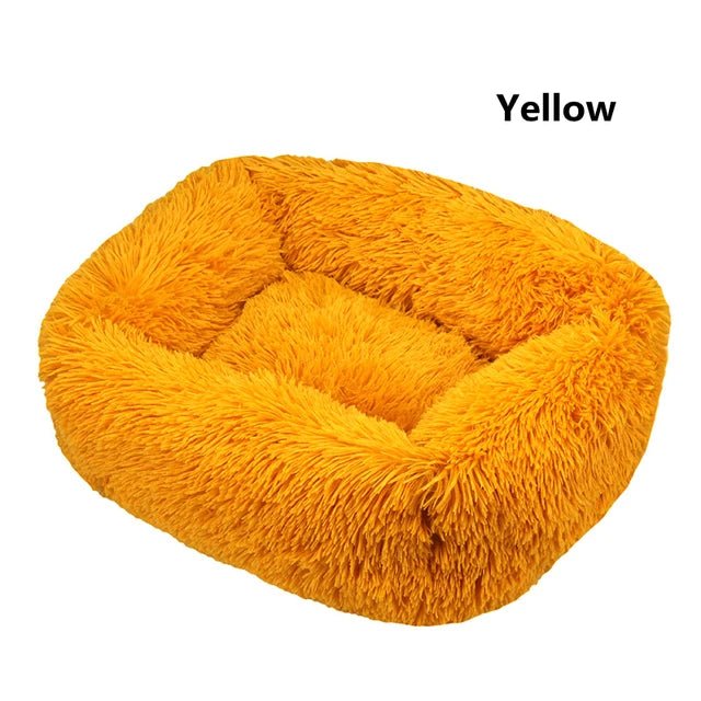 Multi-Color Plush Square Bed for Cats and Small Dogs
