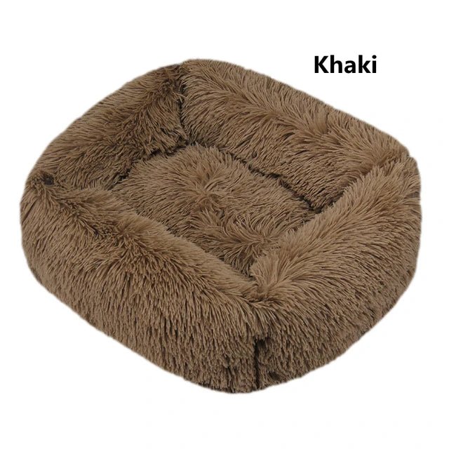 Multi-Color Plush Square Bed for Cats and Small Dogs