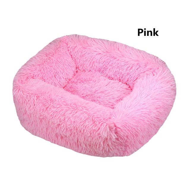 Multi-Color Plush Square Bed for Cats and Small Dogs
