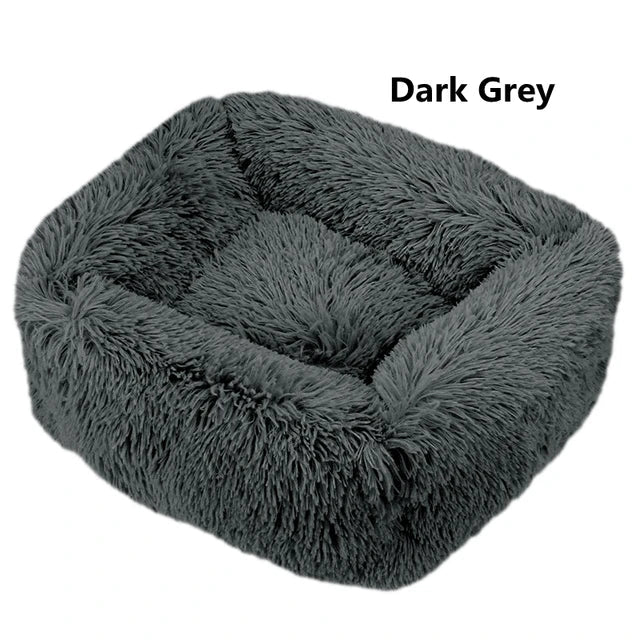 Multi-Color Plush Square Bed for Cats and Small Dogs