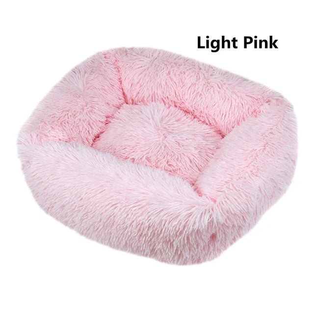 Multi-Color Plush Square Bed for Cats and Small Dogs