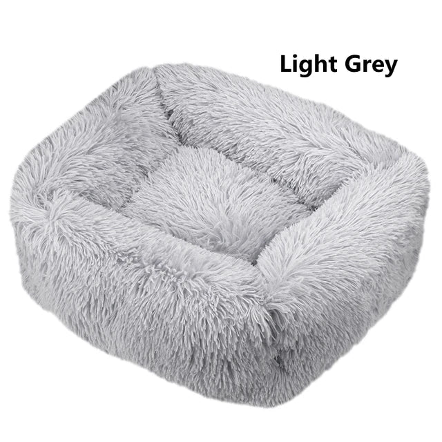 Multi-Color Plush Square Bed for Cats and Small Dogs