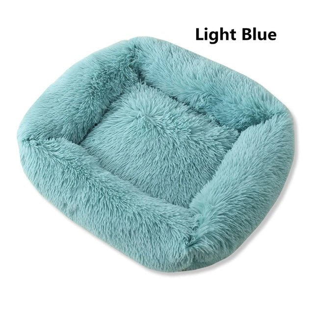 Multi-Color Plush Square Bed for Cats and Small Dogs