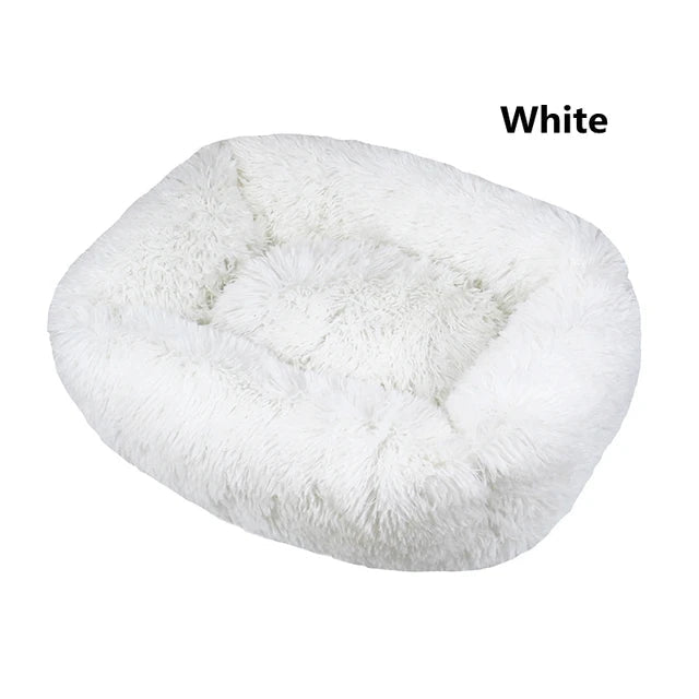 Multi-Color Plush Square Bed for Cats and Small Dogs