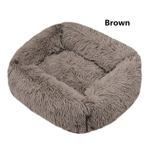 Multi-Color Plush Square Bed for Cats and Small Dogs