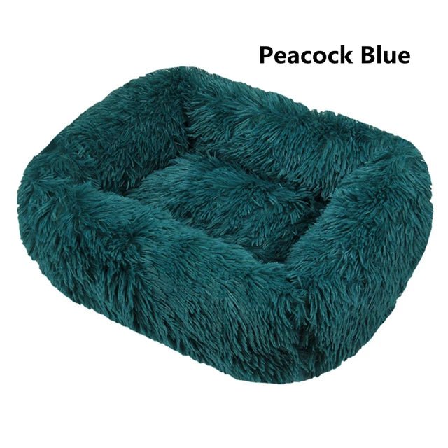 Multi-Color Plush Square Bed for Cats and Small Dogs