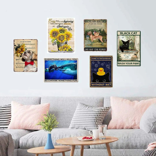 Orange Tabby Cat Bed & Breakfast Aluminum Metal Tin Vintage Cat Sign