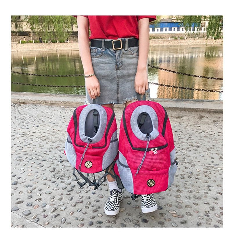 Outdoor Nylon Mesh Double Shoulder Pet Carrier Bag