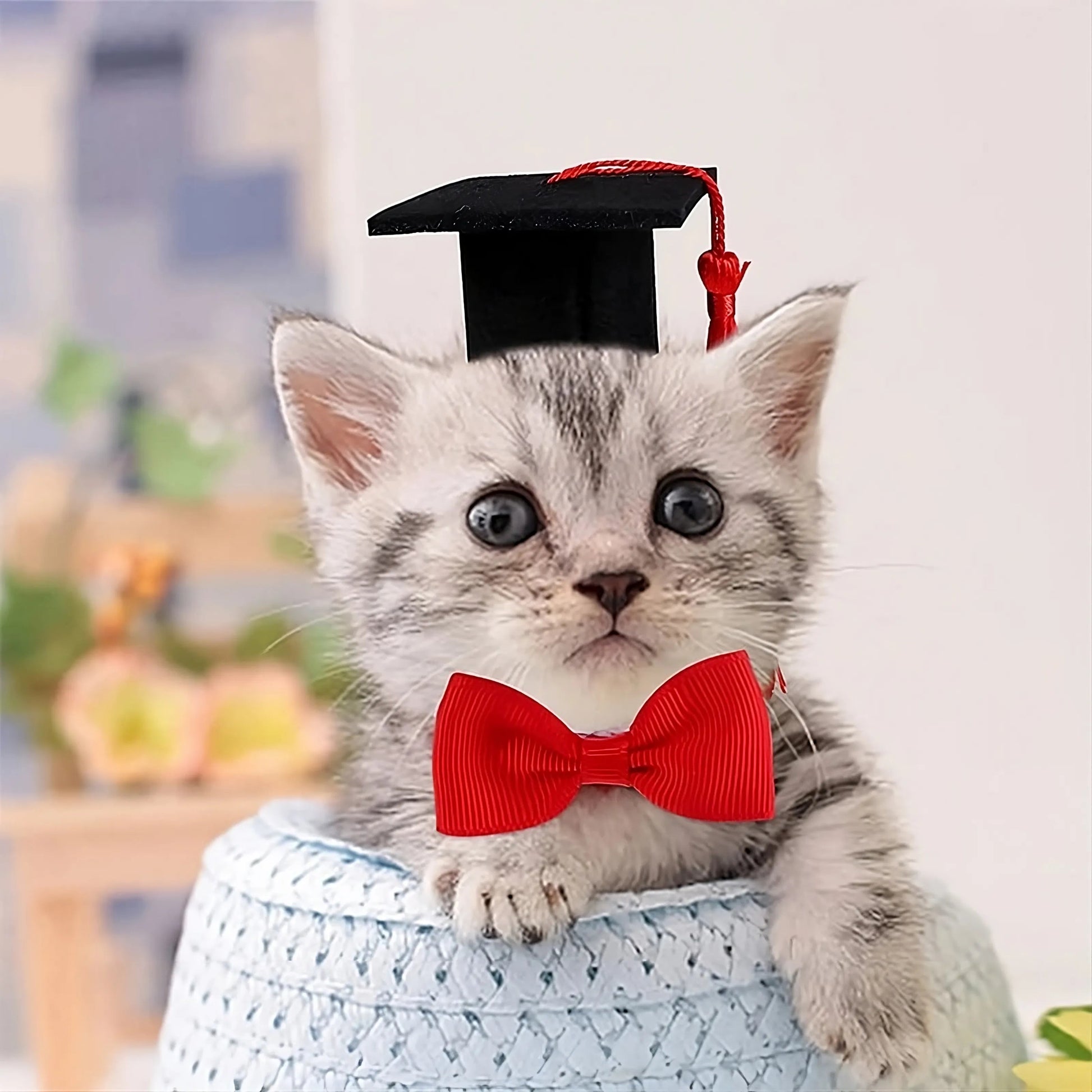 Pet Graduation Cap with Tassle & Bowtie