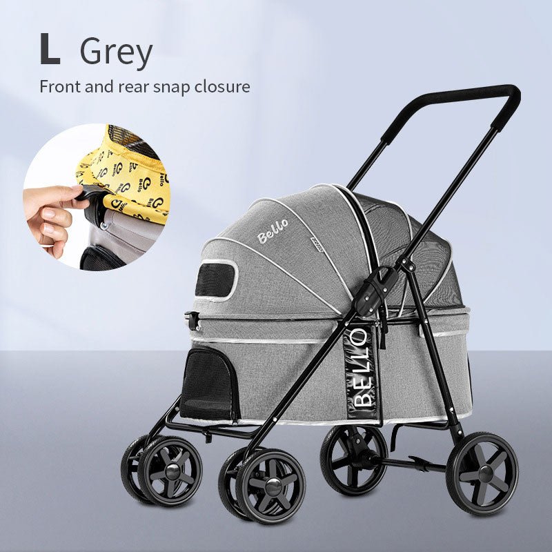 Pet Stroller Lightweight Foldable with Snap Closure Hood