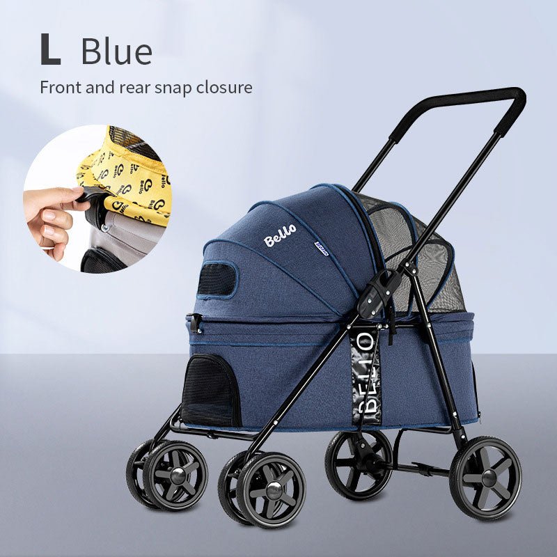 Pet Stroller Lightweight Foldable with Snap Closure Hood