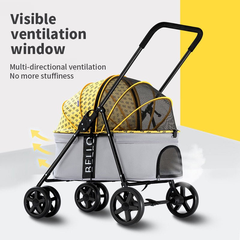 Pet Stroller Lightweight Foldable with Snap Closure Hood
