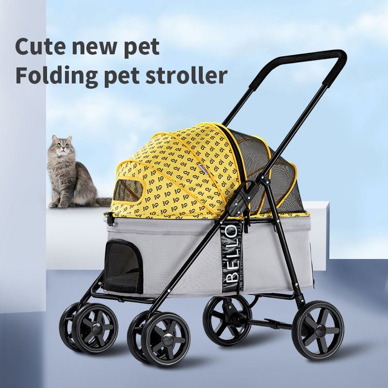 Pet Stroller Lightweight Foldable with Snap Closure Hood