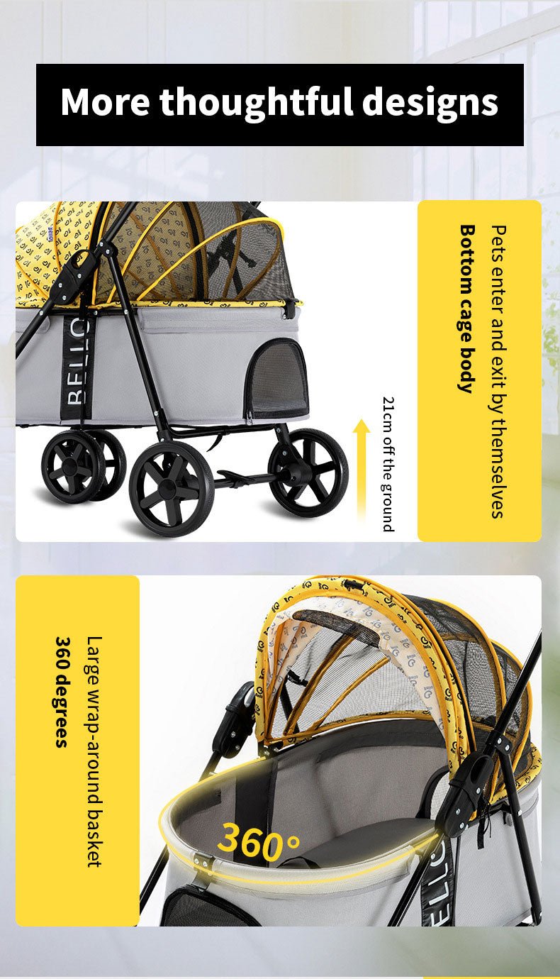 Pet Stroller Lightweight Foldable with Snap Closure Hood