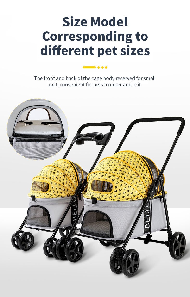 Pet Stroller Lightweight Foldable with Snap Closure Hood