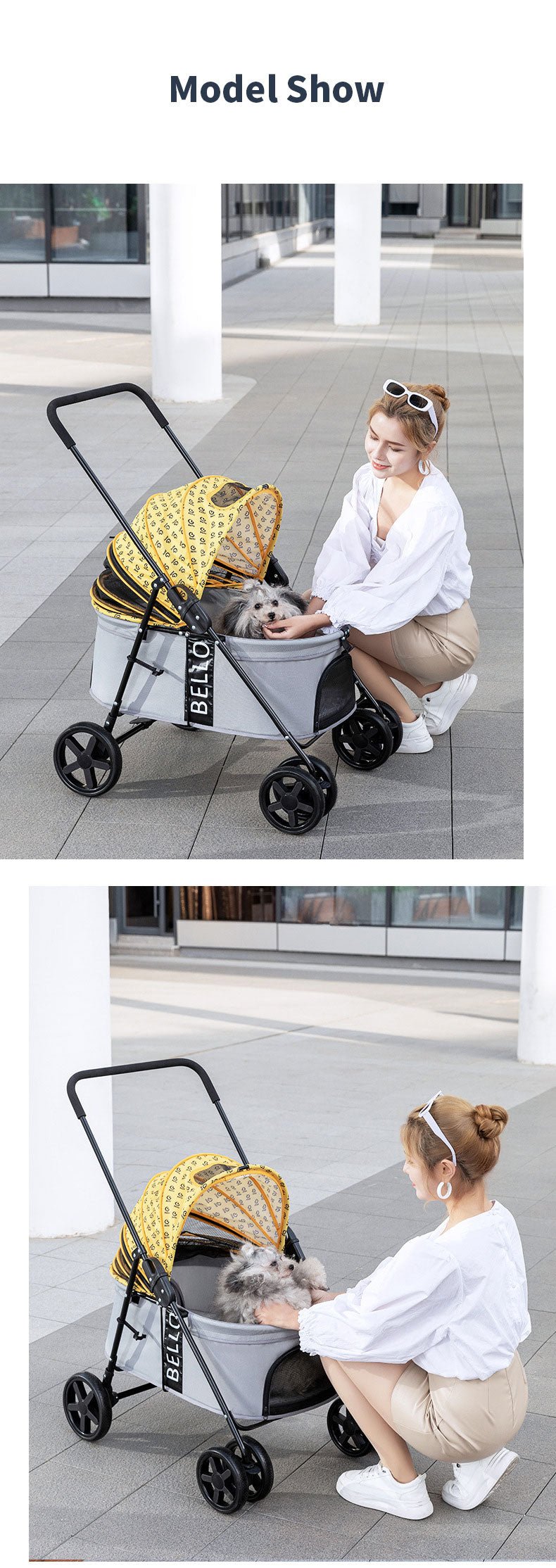 Pet Stroller Lightweight Foldable with Snap Closure Hood