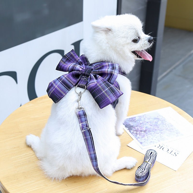 Plaid Vest Leash and Chest Strap Teddy Clothes for Cats/Dogs