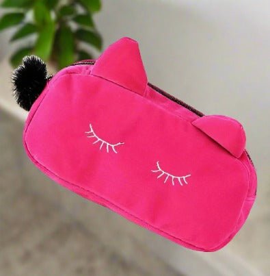 Portable Cat Eyelashes Flannel Coin Case