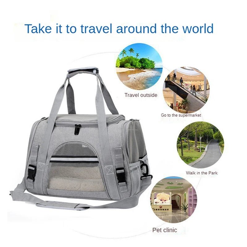 Portable Outdoor Large Cat Carrier Bag with Breathable Mesh