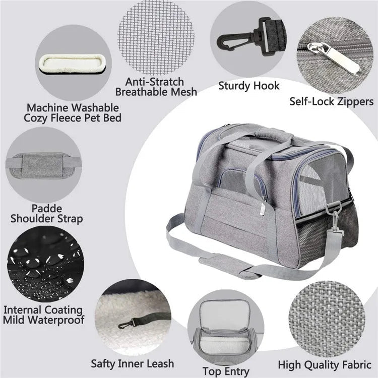 Portable Outdoor Large Cat Carrier Bag with Breathable Mesh