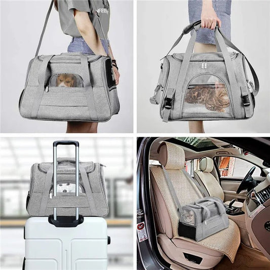 Portable Outdoor Large Cat Carrier Bag with Breathable Mesh