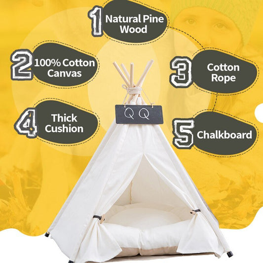 Portable Teepee Pet Tent with Thick Cushion