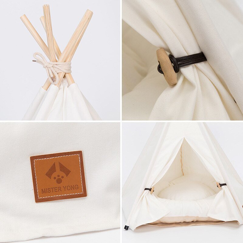 Portable Teepee Pet Tent with Thick Cushion