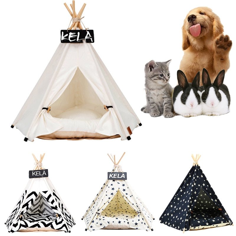 Portable Teepee Pet Tent with Thick Cushion