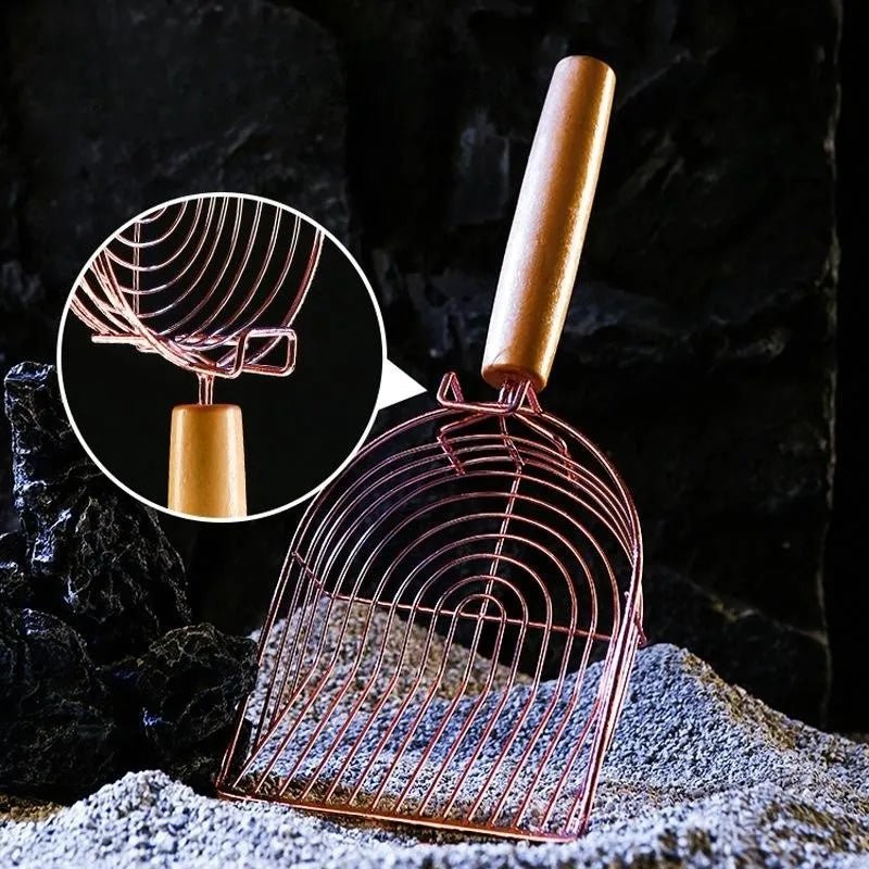 Rose Gold Cat Litter Metal Scooper with Hook