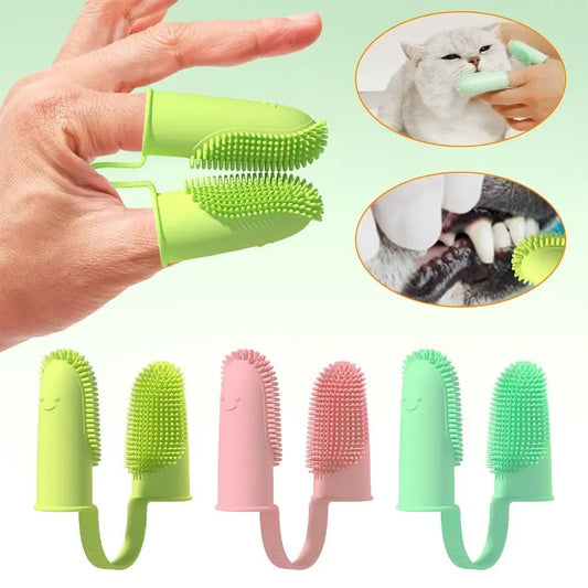 Soft Two-Finger Pet Toothbrush