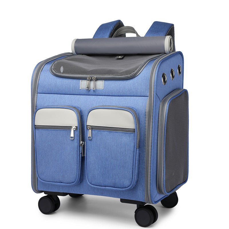 Spacious Folding Cat Carrier Luggage Backpack with Breathable Mesh and Holes