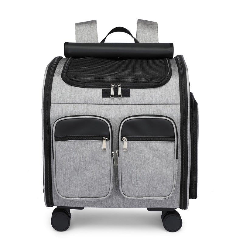 Spacious Folding Cat Carrier Luggage Backpack with Breathable Mesh and Holes