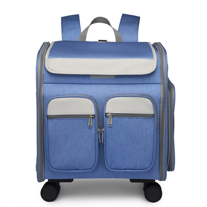 Spacious Folding Cat Carrier Luggage Backpack with Breathable Mesh and Holes