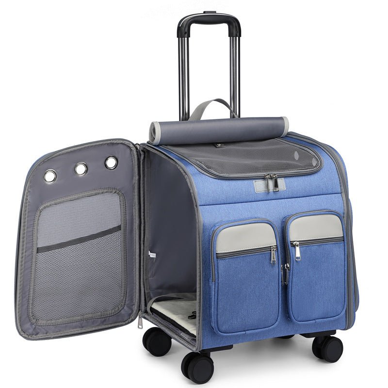 Spacious Folding Cat Carrier Luggage Backpack with Breathable Mesh and Holes