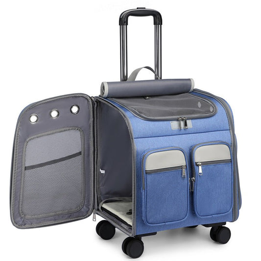 Spacious Folding Cat Carrier Luggage Backpack with Breathable Mesh and Holes