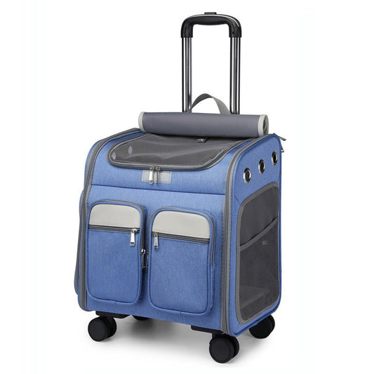Spacious Folding Cat Carrier Luggage Backpack with Breathable Mesh and Holes