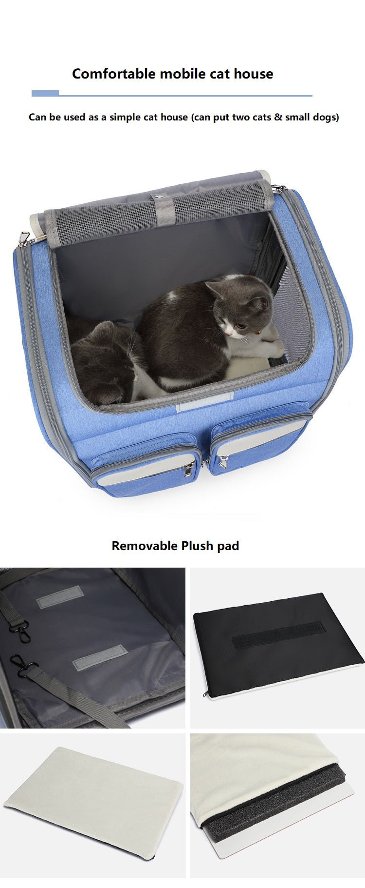 Spacious Folding Cat Carrier Luggage Backpack with Breathable Mesh and Holes