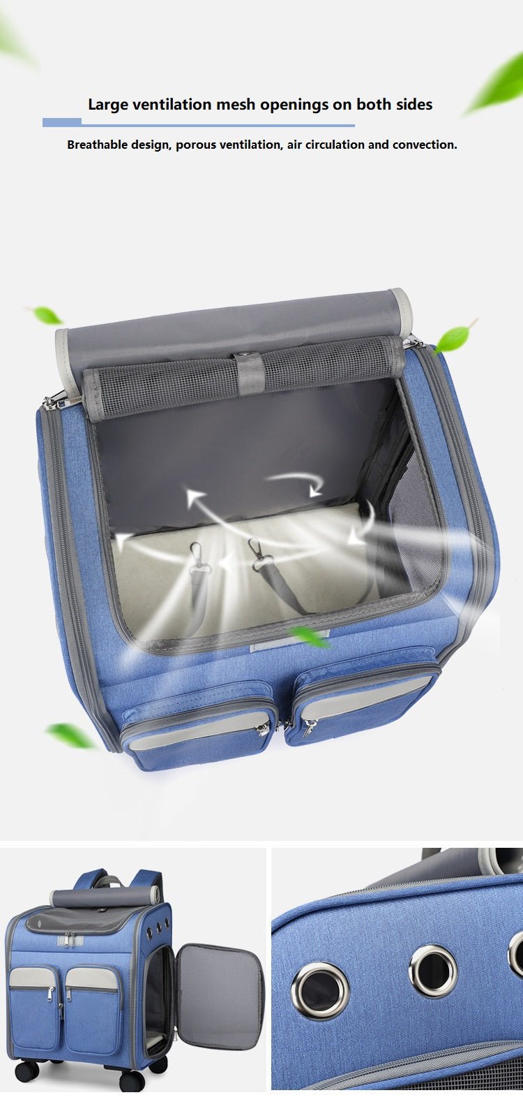 Spacious Folding Cat Carrier Luggage Backpack with Breathable Mesh and Holes