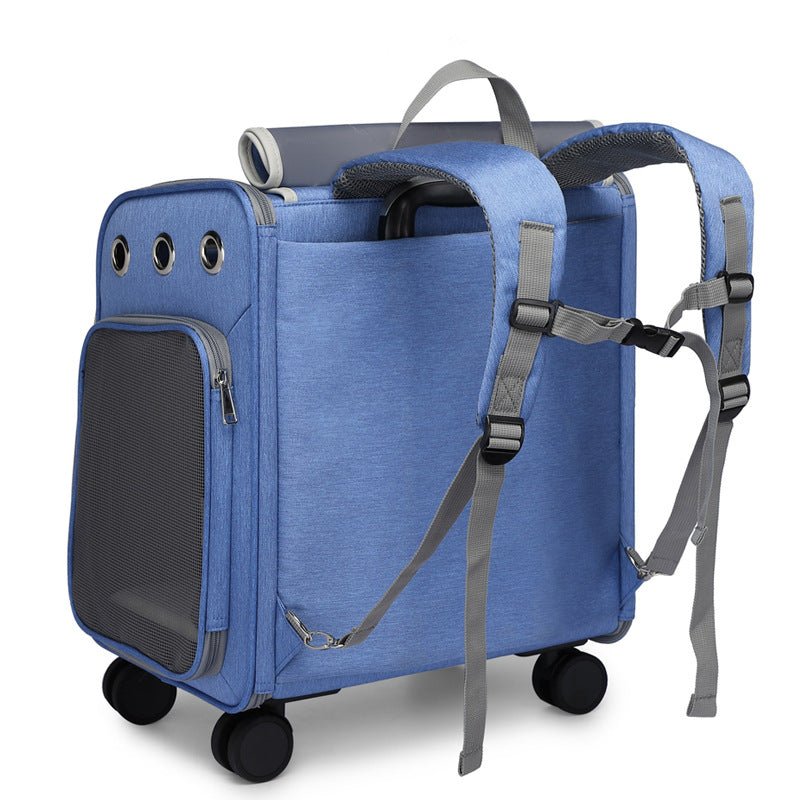 Spacious Folding Cat Carrier Luggage Backpack with Breathable Mesh and Holes
