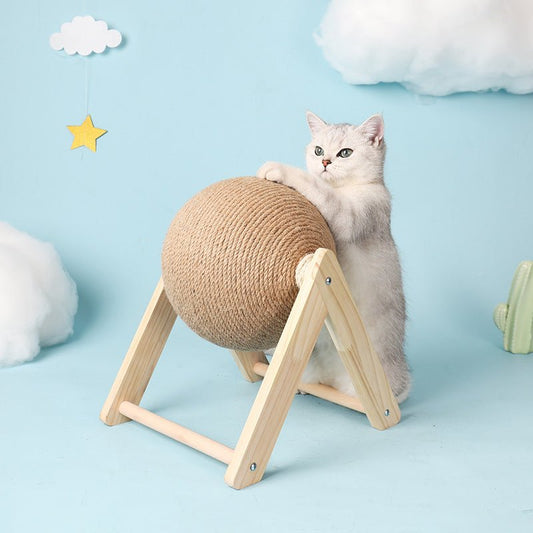 Spherical Wooden Cat Scratching Ball