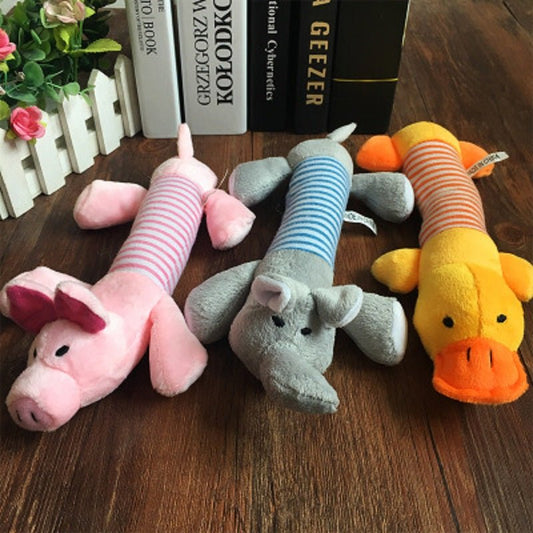 Squeak-n'-Chew Fleece Plush Toy (Pig, Elephant, and Duck)