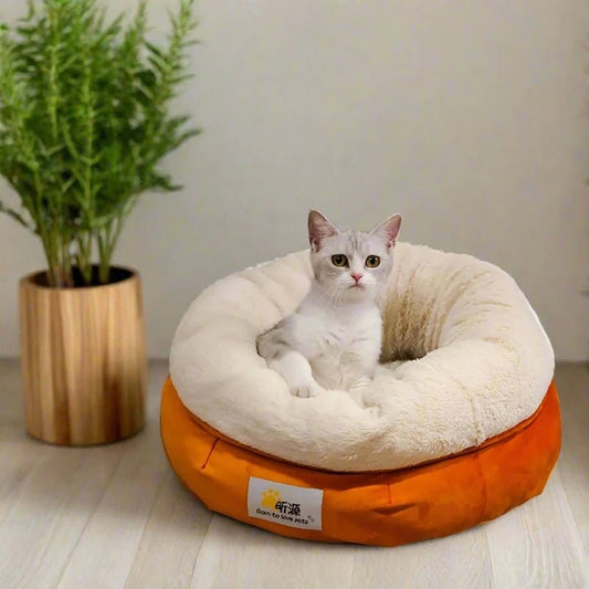 Velvet Plush Cat Bed Nesting Basket
