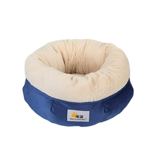 Velvet Plush Cat Bed Nesting Basket