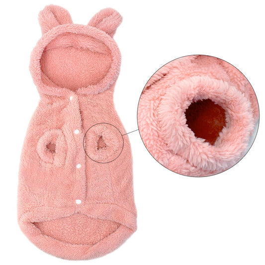 Warm Fuzzy Bunny Winter Parka for Cats to Medium Sized Dogs